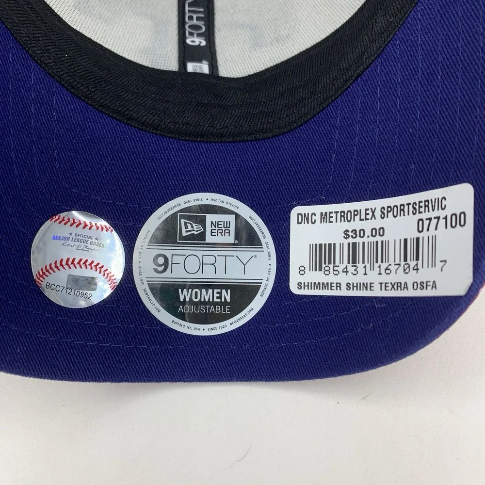 Texas Rangers Hat Shimmer Red Glitter MLB New Era 9Forty Adjustable Baseball Cap